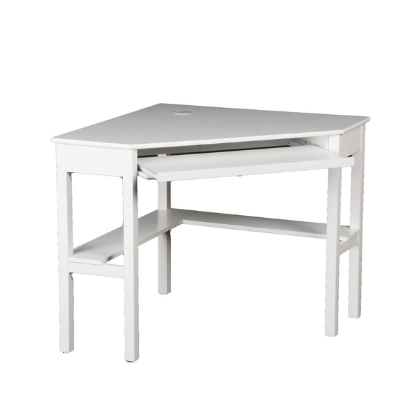 Homeroots 48" White Solid Wood Corner Writing Desk   402031