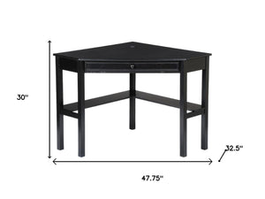 HomeRoots Black Corner Computer Desk - Sleek L-Shaped Design with Integrated Storage & Cable Management Features 402032