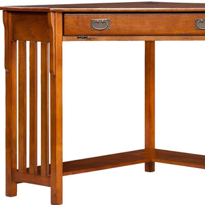 HomeRoots Mission Oak Corner Computer Desk - Stylish, Space-Saving Design with Storage & Cable Management Solutions 402034