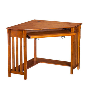 HomeRoots Mission Oak Corner Computer Desk - Stylish, Space-Saving Design with Storage & Cable Management Solutions 402034
