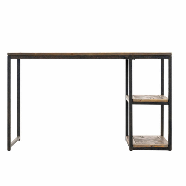 Homeroots 50" Brown And Black Solid Wood Writing Desk   402036