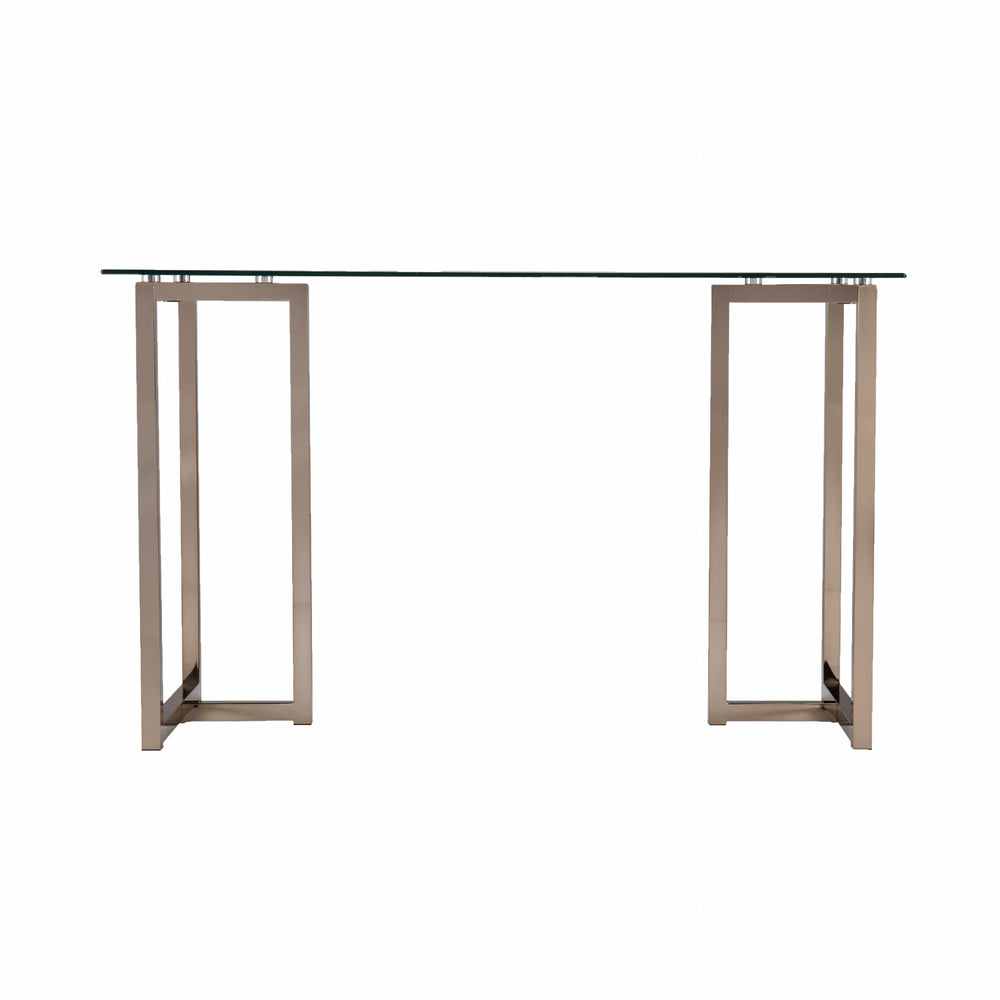 Homeroots 48" Clear And Champagne Glass Writing Desk   402037
