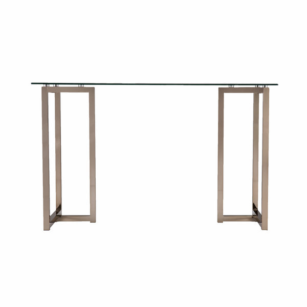 Homeroots 48" Clear And Champagne Glass Writing Desk   402037