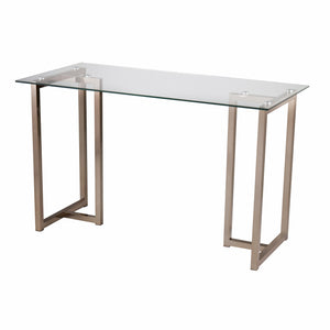Homeroots 48" Clear And Champagne Glass Writing Desk   402037