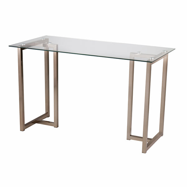 Homeroots 48" Clear And Champagne Glass Writing Desk   402037