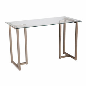 Homeroots 48" Clear And Champagne Glass Writing Desk   402037