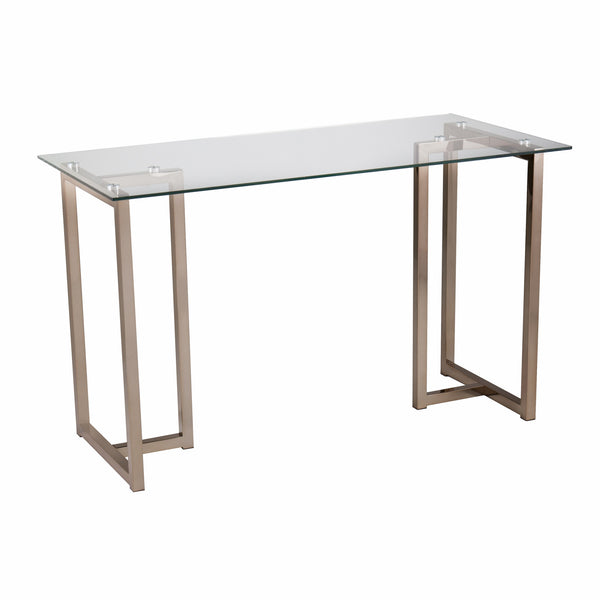 Homeroots 48" Clear And Champagne Glass Writing Desk   402037