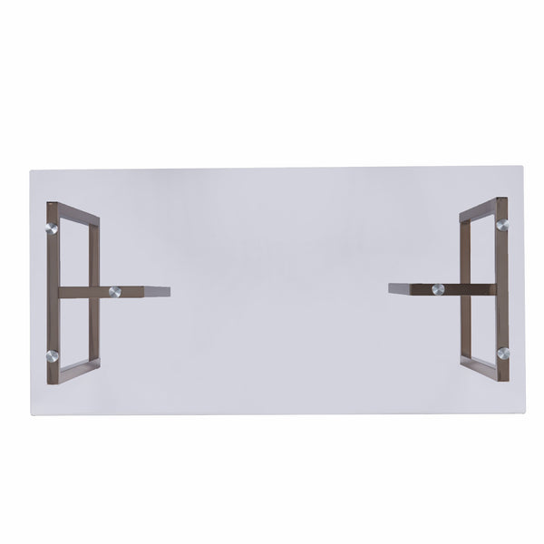 Homeroots 48" Clear And Champagne Glass Writing Desk   402037