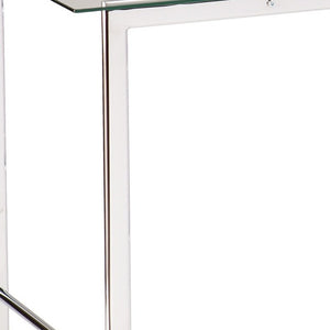 Homeroots Clear And Chrome Glass Writing Desk   402038