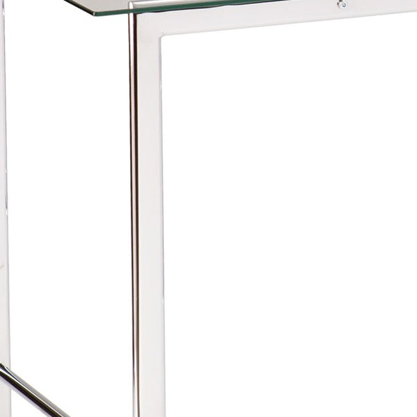 Homeroots Clear And Chrome Glass Writing Desk   402038