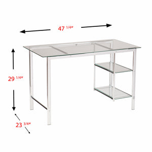 Homeroots Clear And Chrome Glass Writing Desk   402038