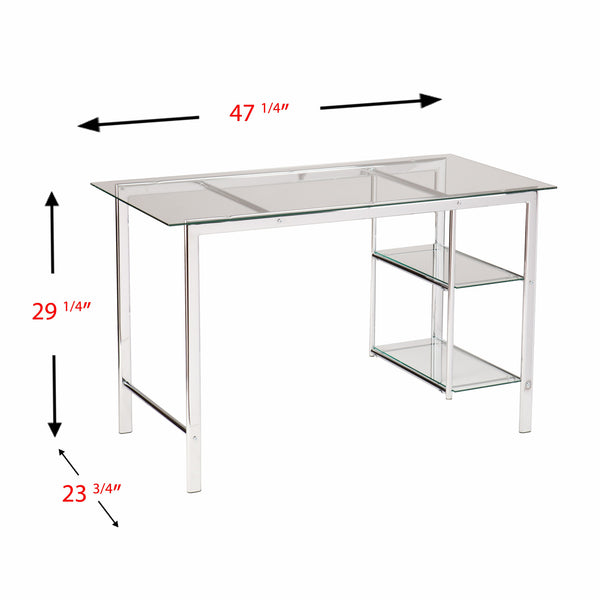 Homeroots Clear And Chrome Glass Writing Desk   402038