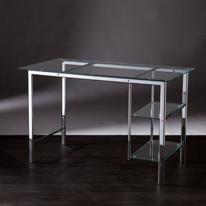 Homeroots Clear And Chrome Glass Writing Desk   402038