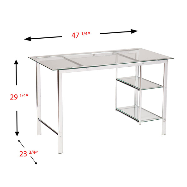 Homeroots Clear And Chrome Glass Writing Desk   402038