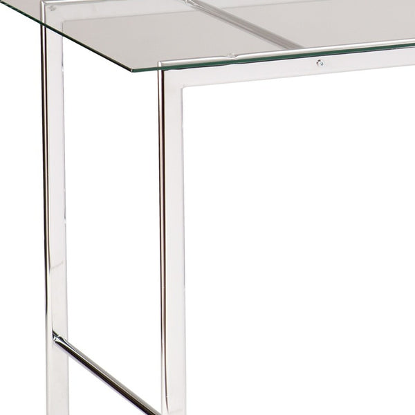 Homeroots Clear And Chrome Glass Writing Desk   402038