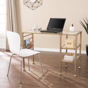 Homeroots 43" Clear And Gold Glass Writing Desk   402040