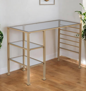 Homeroots 43" Clear And Gold Glass Writing Desk   402040
