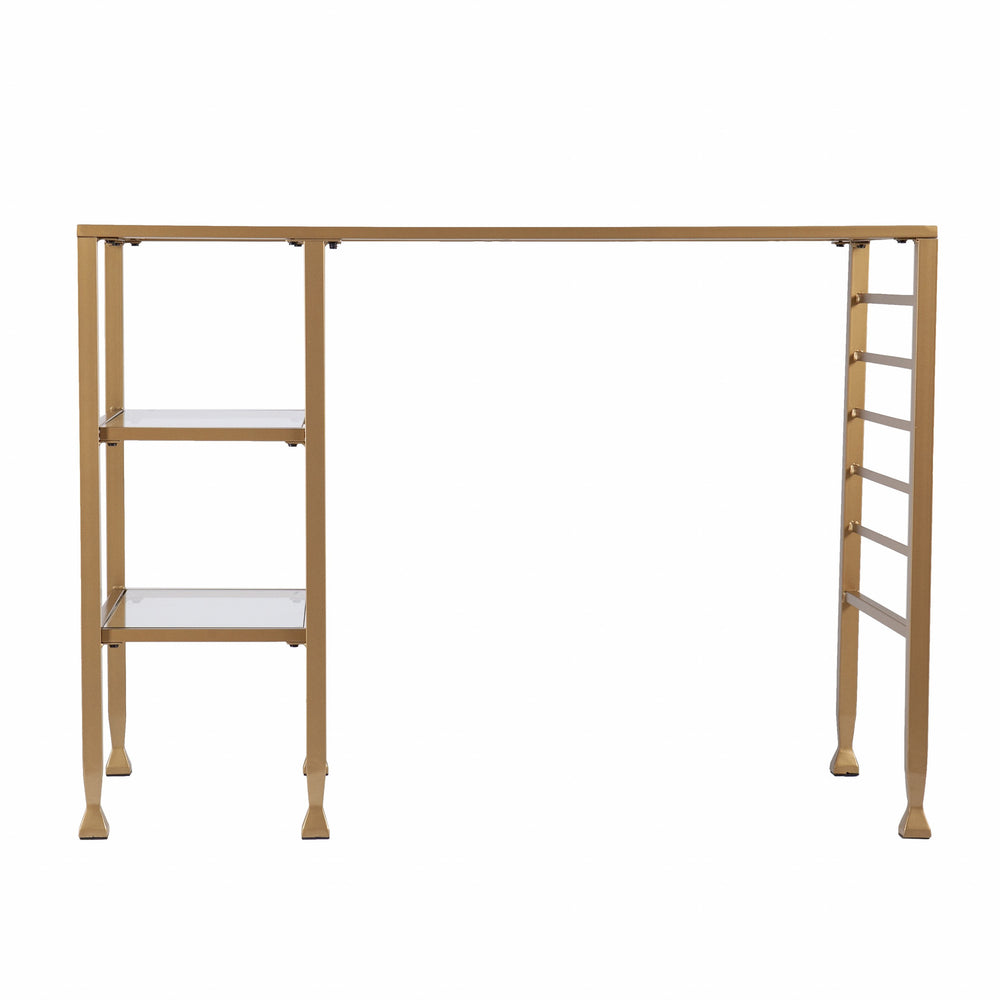 Homeroots 43" Clear And Gold Glass Writing Desk   402040