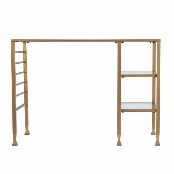 Homeroots 43" Clear And Gold Glass Writing Desk   402040