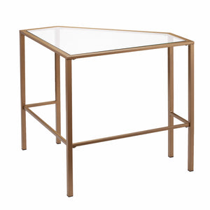 Homeroots 42" Clear And Gold Glass Writing Desk   402041