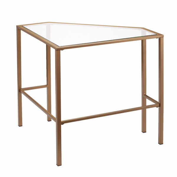 Homeroots 42" Clear And Gold Glass Writing Desk   402041
