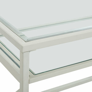 Homeroots 29" Clear And White Glass Writing Desk   402042