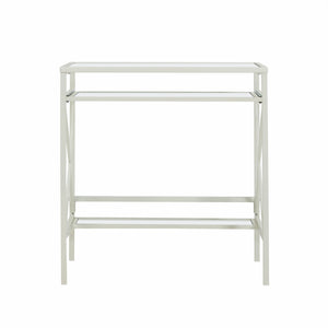 Homeroots 29" Clear And White Glass Writing Desk   402042