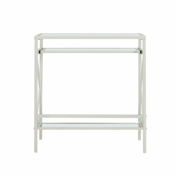 Homeroots 29" Clear And White Glass Writing Desk   402042