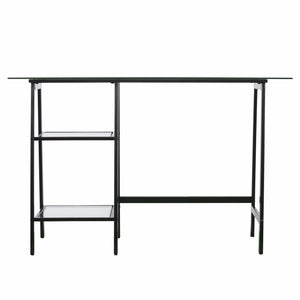 Homeroots 46" Clear And Black Glass Writing Desk   402043