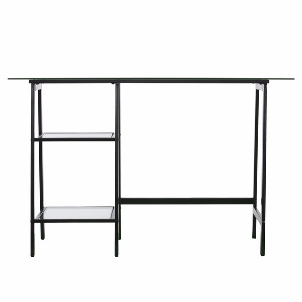 Homeroots 46" Clear And Black Glass Writing Desk   402043