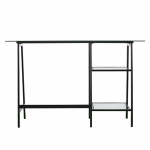 Homeroots 46" Clear And Black Glass Writing Desk   402043