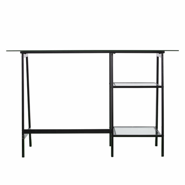 Homeroots 46" Clear And Black Glass Writing Desk   402043