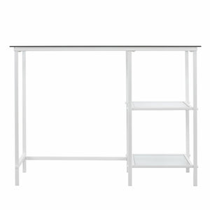 Homeroots 42" Clear And White Glass Writing Desk   402045