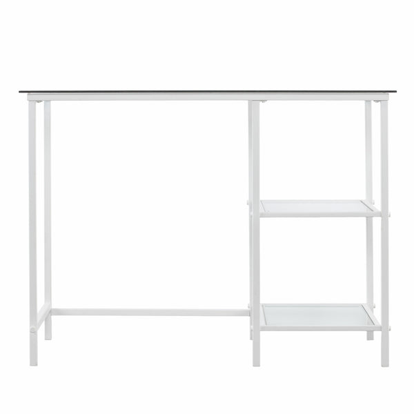 Homeroots 42" Clear And White Glass Writing Desk   402045