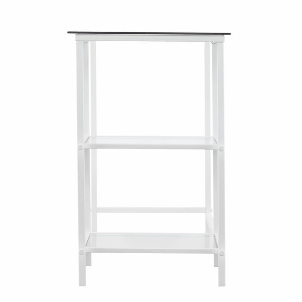 Homeroots 42" Clear And White Glass Writing Desk   402045