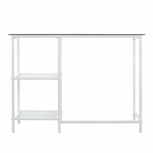 Homeroots 42" Clear And White Glass Writing Desk   402045