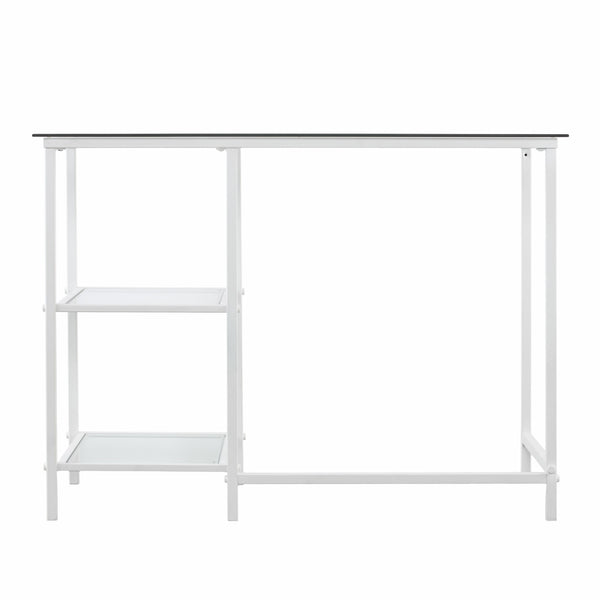 Homeroots 42" Clear And White Glass Writing Desk   402045