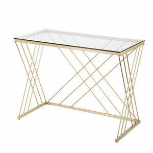 Homeroots 40" Clear And Gold Glass Writing Desk   402046