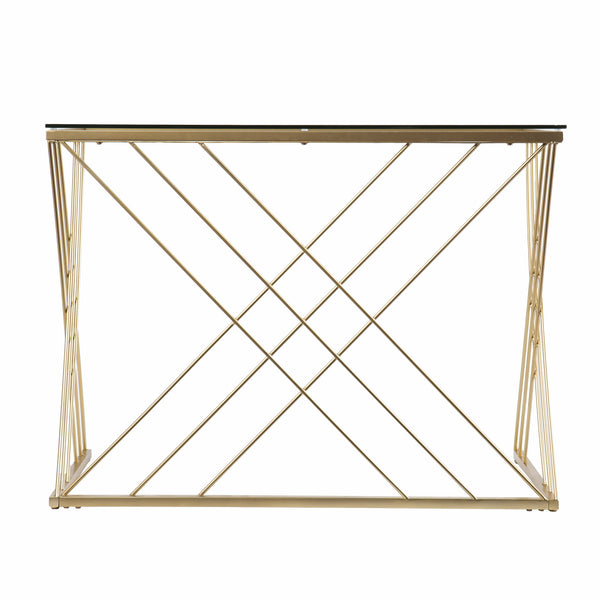 Homeroots 40" Clear And Gold Glass Writing Desk   402046