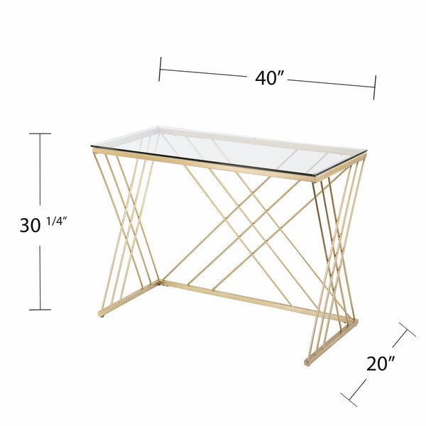 Homeroots 40" Clear And Gold Glass Writing Desk   402046