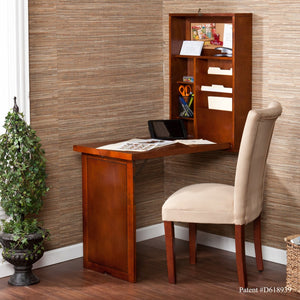 Homeroots 22" Brown Wall Mounted Secretary Desk   402048