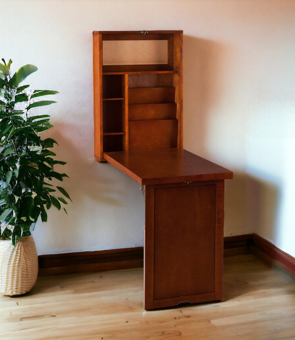 Homeroots 22" Brown Wall Mounted Secretary Desk   402048