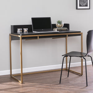 Homeroots 46" Black And Gold Writing Desk   402050