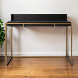 Homeroots 46" Black And Gold Writing Desk   402050
