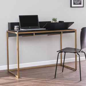 Homeroots 46" Black And Gold Writing Desk   402050