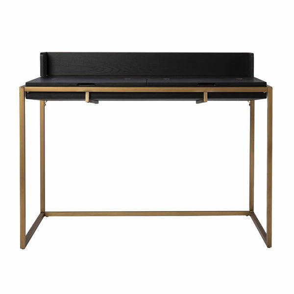 Homeroots 46" Black And Gold Writing Desk   402050