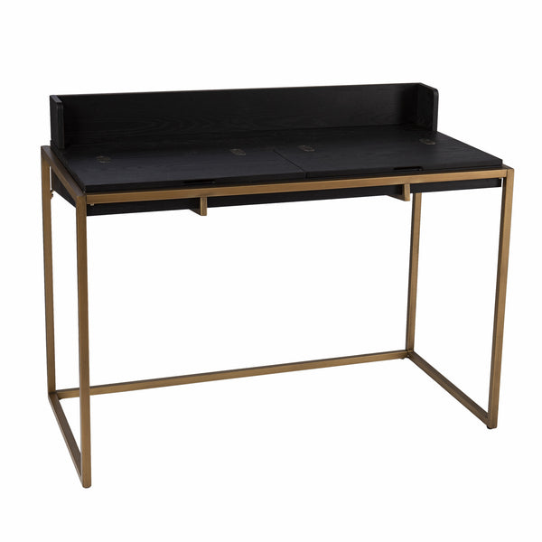 Homeroots 46" Black And Gold Writing Desk   402050