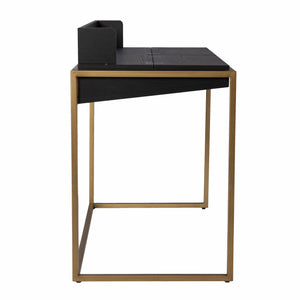 Homeroots 46" Black And Gold Writing Desk   402050