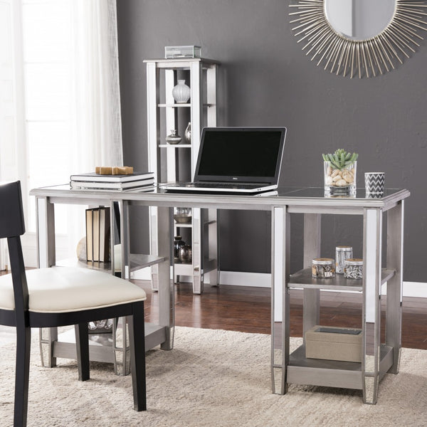 Homeroots 50" Silver Mirrored Writing Desk   402052