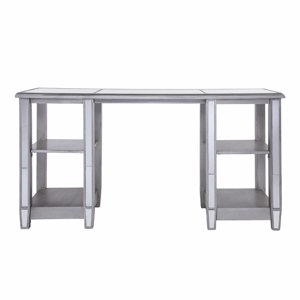 Homeroots 50" Silver Mirrored Writing Desk   402052